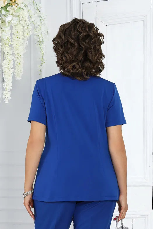 Costum albastru din trei piese elegant și luxos