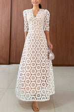 Încarcă imaginea în vizualizatorul Galerie, Rochie de damă elegantă din dantelă scoasă
