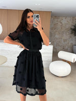 Încarcă imaginea în vizualizatorul Galerie, Rochie din bumbac din doua piese cu maneci scurte si model floral
