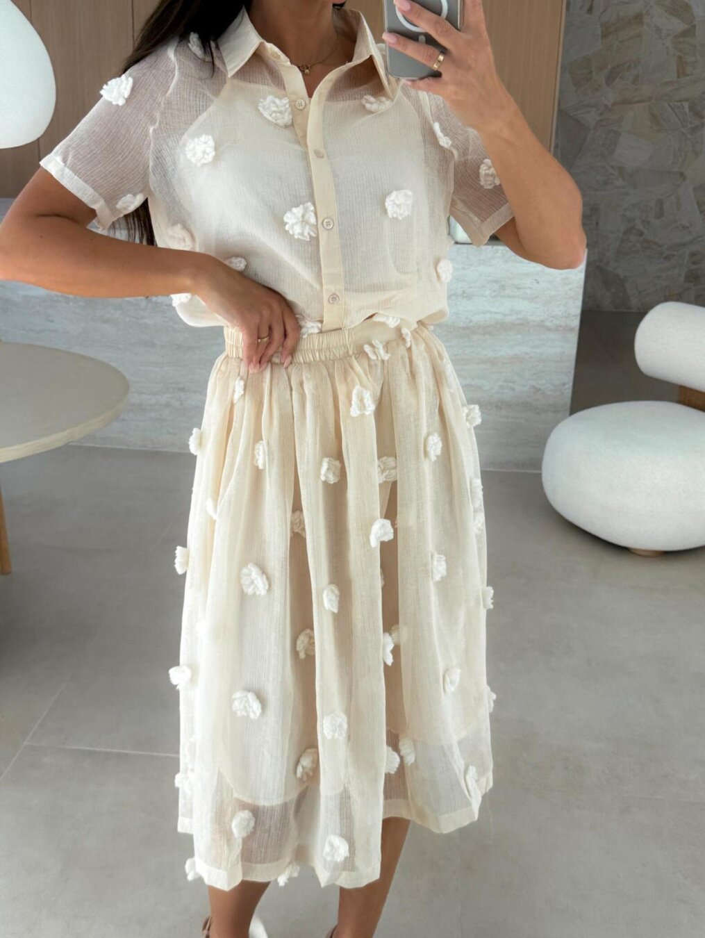 Rochie din bumbac din doua piese cu maneci scurte si model floral